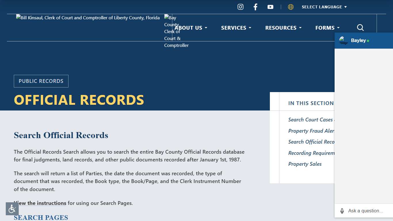Search Official Records Bay County Clerk of Court & Comptroller